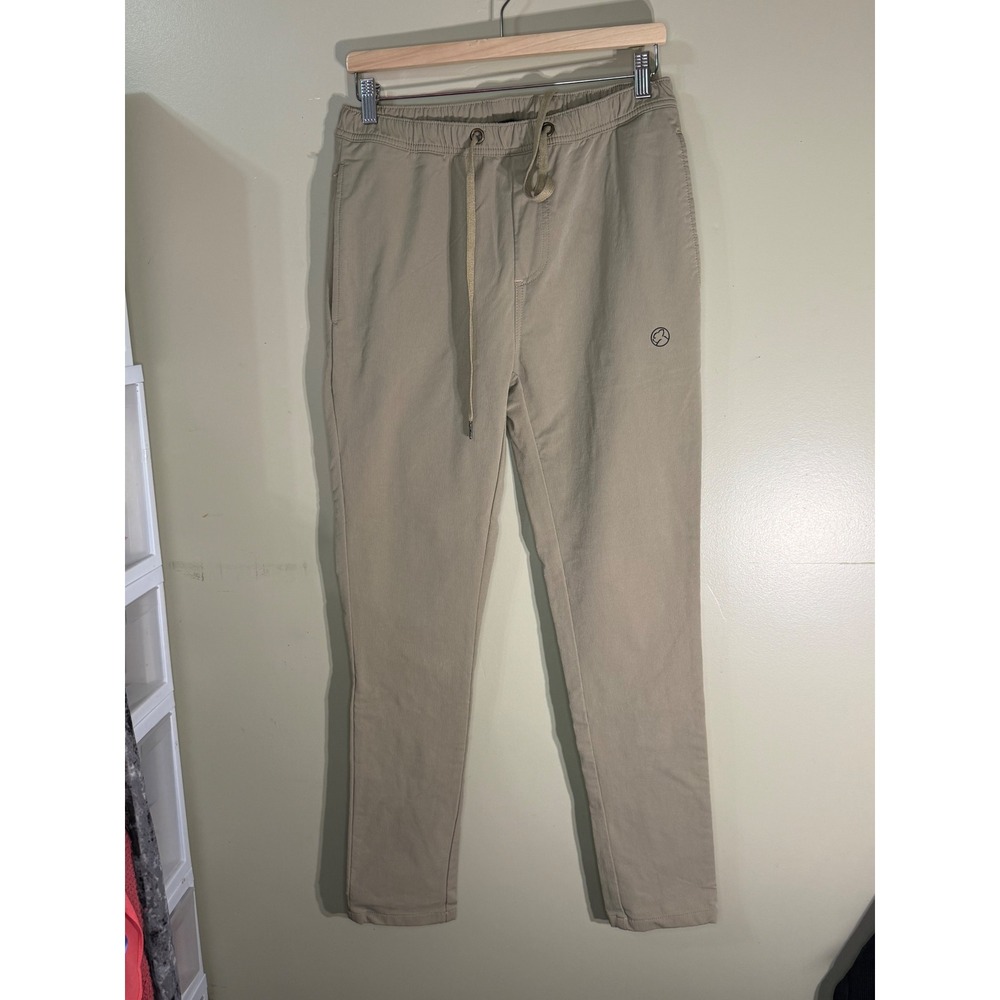 Kuwalla Tee Men Tan Kul-Tekt Chino Joggers Slim Fit Stretch Pants Size Medium